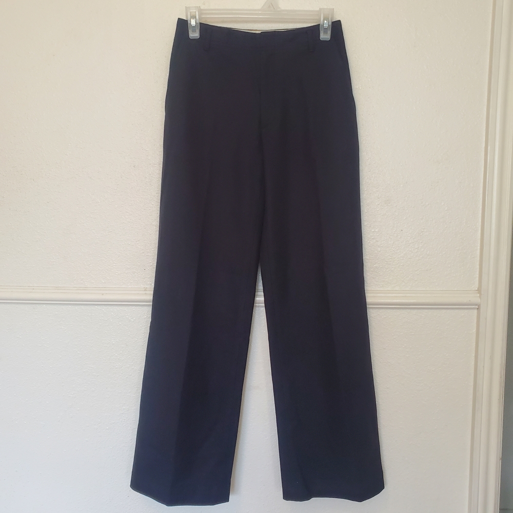 Banana Republic Stretch Black Wide-Leg Trousers Recycled Wool Sz 0